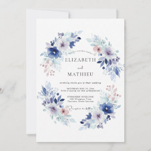 Dusty Blue Painterly Winter Wedding Invitation