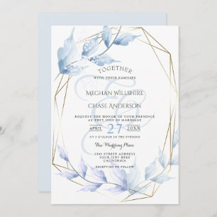 Dusty Blue  Pale Lilac Foliage Invitation