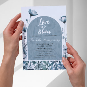 Dusty Blue Palette Love is in Bloom Bridal Shower Invitation