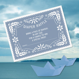Dusty blue papel picado Baby Shower Diaper Raffle Enclosure Card