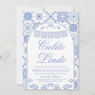 Dusty Blue Papel Picado Surprise 50th Birthday Invitation