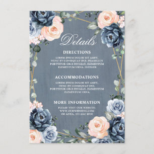 Dusty Blue Peach Blush Geometric Wedding Details   Enclosure Card