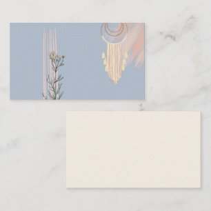 Dusty Blue Peach Boho Dream Catcher Business Card