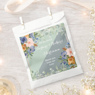 Dusty Blue Peach Green Wedding  Favour Bags
