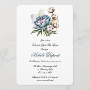 Dusty Blue Peony and Cotton Lunch With The Bride Invitation