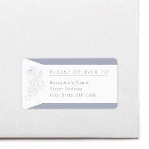 Dusty Blue Peony Wedding Return Address Label