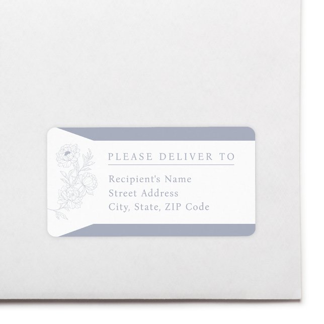 Dusty Blue Peony Wedding Return Address Label (Creator Uploaded)