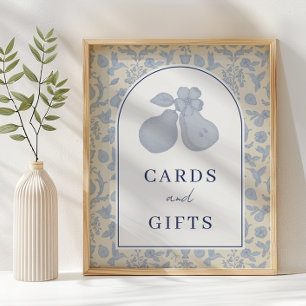 Dusty Blue Perfect Pear Bridal Shower Cards & Gift Poster