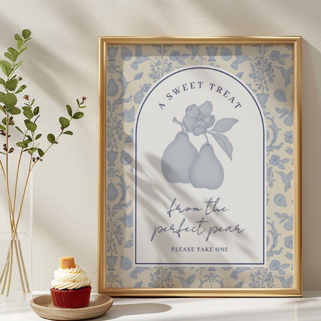 Dusty Blue Perfect Pear Bridal Shower Favour Sign (Sweet Treat Party Sign)