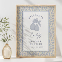 Dusty Blue Perfect Pear Bridal Shower Poster Sign