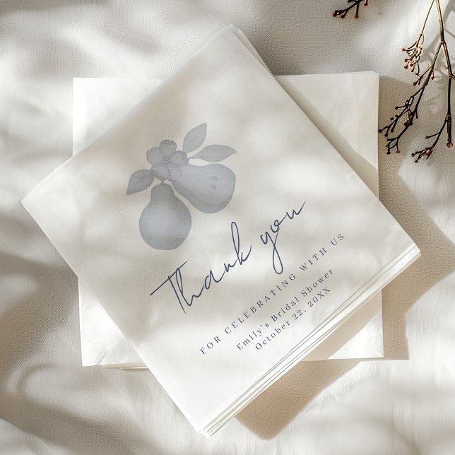 Dusty Blue Perfect Pear Bridal Shower Thank You  Napkin (Thank You Napkin)