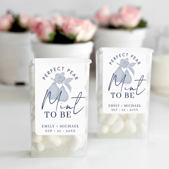 Dusty Blue Perfect Pear "Mint to Be" Wedding Favou Label (Mint To Be Labels)