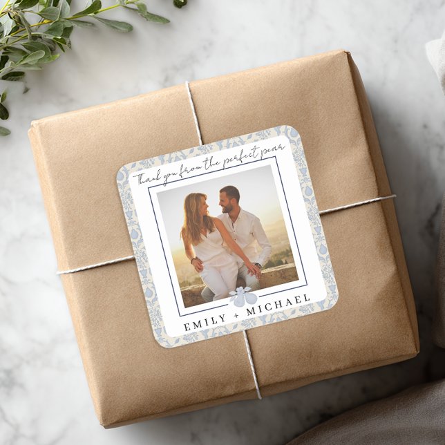 Dusty Blue Perfect Pear Photo Thank You Sticker (Photo Thank You Sticker)