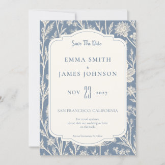 Dusty Blue Periwinkle Wildflower Save the Date