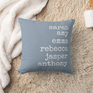  Dusty Blue Personalised Family Names Monogram Cushion