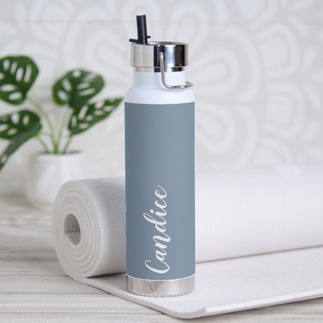 Dusty Blue Personalised Wedding Bridesmaid Water Bottle (Yoga)