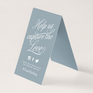 Dusty Blue Personalised Wedding Hashtag Sign