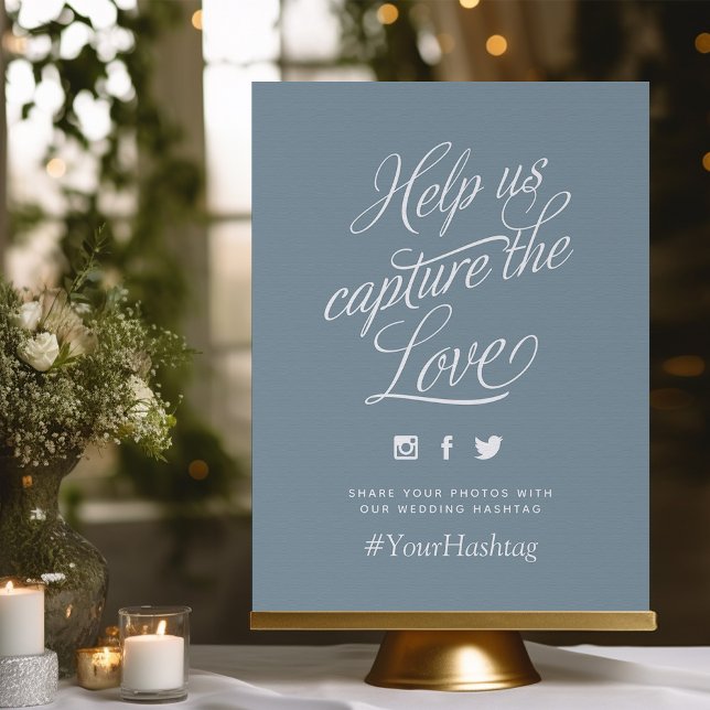 Dusty Blue Personalised Wedding Hashtag Sign (Creator Uploaded)