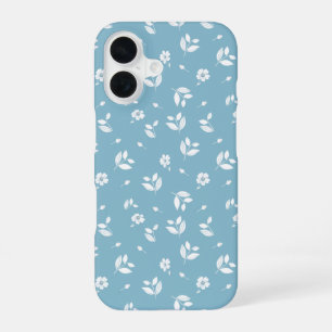 dusty blue phone cover with white flowers