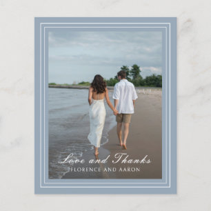 Dusty Blue Photo Budget Wedding Thank You Card