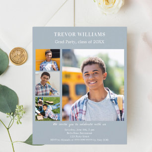 Dusty blue photo Graduation Party invitation
