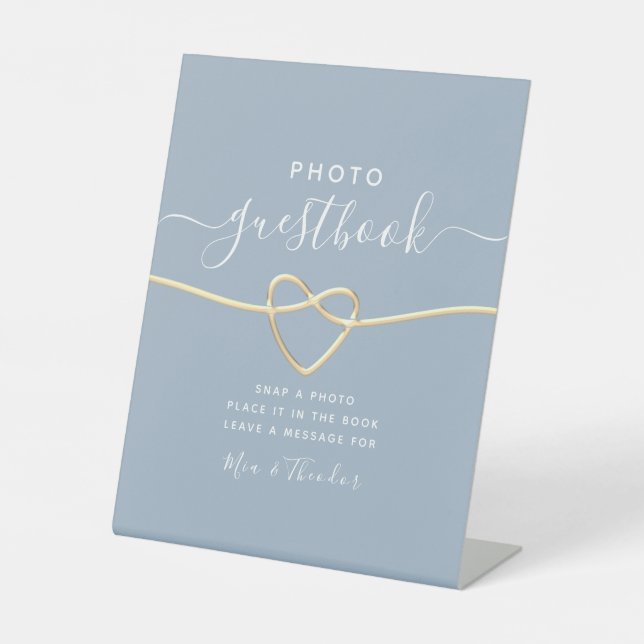 Dusty Blue Photo Guestbook Wedding Sign (Front)