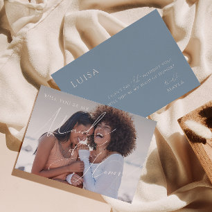 Dusty Blue   Photo Maid of Honour Proposal Card
