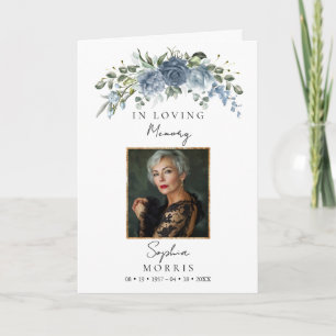 Dusty Blue Photo Memorial Funeral Program Template