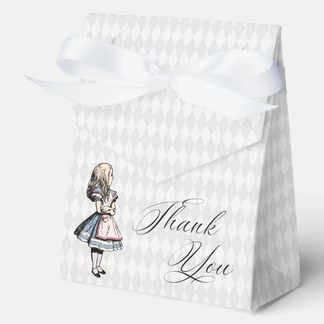 Dusty Blue & Pink Alice In Wonderland Baby Shower Favour Box (Front)