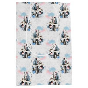 Dusty Blue & Pink Alice In Wonderland Baby Shower Medium Gift Bag