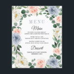 Dusty Blue Pink Peach Floral Wedding Menu Cards<br><div class="desc">Dusty Blue Grey Blush Pink Peach Floral Wedding Menu Cards - feature a eucalyptus and greenery wreath decorated with ivory/white,  dusty blue grey/grey and blush pink  and peach flowers. View the matching collection on this page to find matching products.</div>