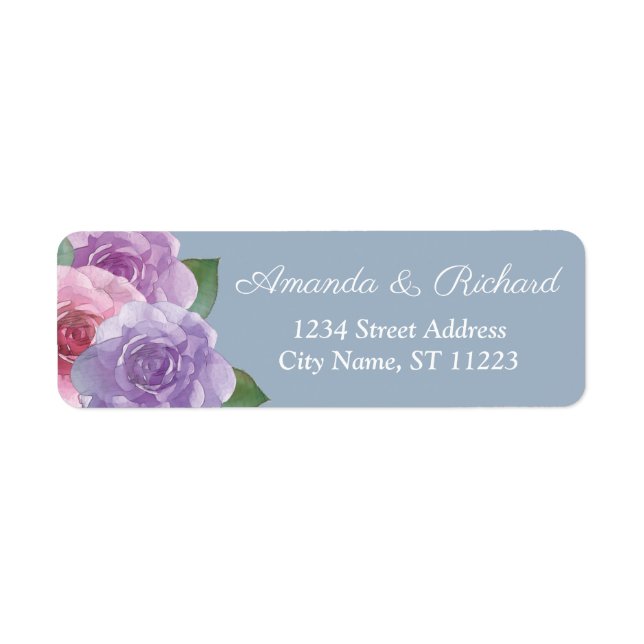 Dusty Blue Pink Purple Elegant Floral Wedding   (Front)