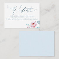 Dusty Blue Pink Rose Wedding Website Card