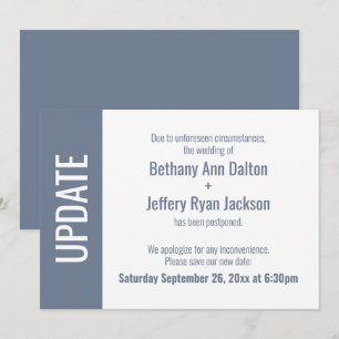 Dusty Blue Postponed Wedding Announcement