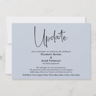 Dusty Blue Postponed Wedding Update Card