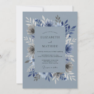 Dusty Blue Pristine Winter Wedding Invitation