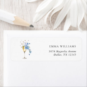 Dusty Blue Prosecco Bridal Shower Return Address