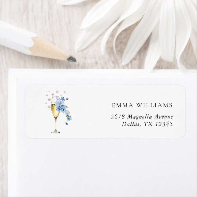 Dusty Blue Prosecco Bridal Shower Return Address (Insitu)
