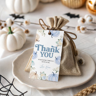 Dusty Blue Pumpkin Favour Thank You Tag