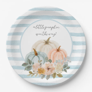 Dusty Blue Pumpkin Plates Rustic Fall Baby Shower