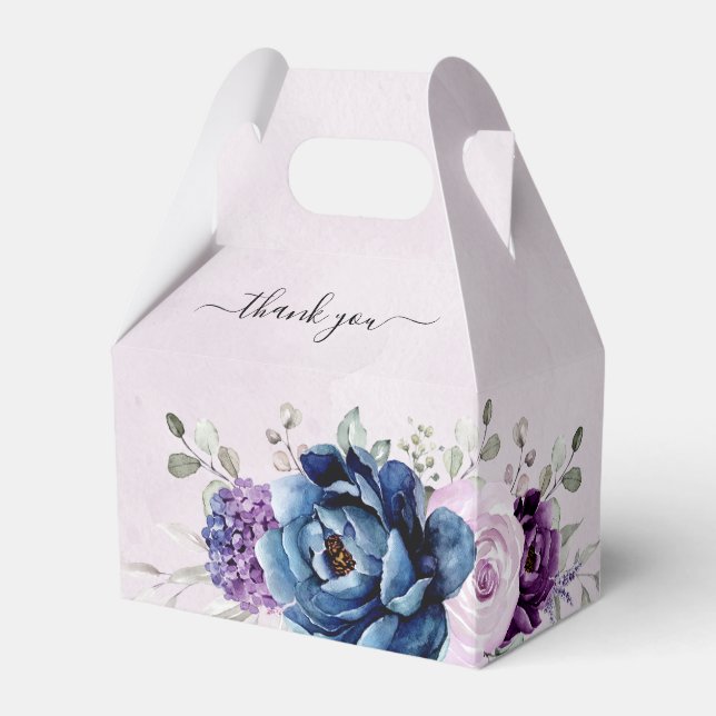 Dusty Blue Purple Lilac Blooms Bridal Shower Favou Favour Box (Front Side)