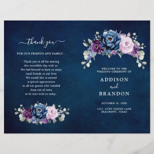 Dusty Blue Purple Lilac Blooms Wedding Program