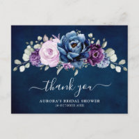 Dusty Blue Purple Lilac Bridal Shower Thank you