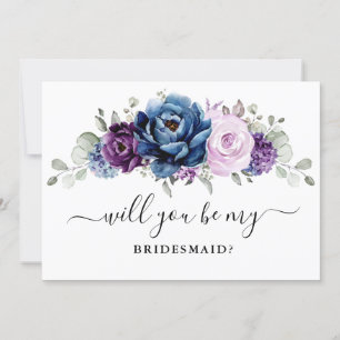 Dusty Blue Purple Lilac Will you be my Bridesmaid Invitation