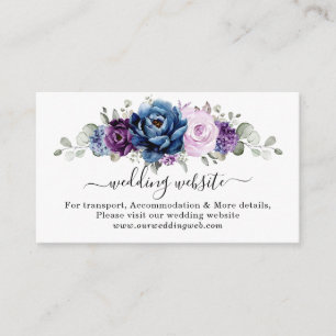 Dusty Blue Purple Navy Lilac Bloom Wedding Website Enclosure Card