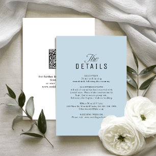 Dusty Blue QR Code Classy Wedding Details Card