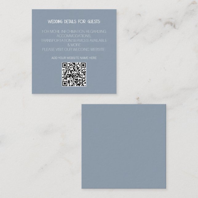 Dusty Blue QR Code Modern Wedding Details Minimal Enclosure Card (Front/Back)