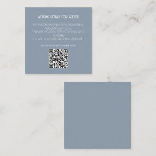 Dusty Blue QR Code Modern Wedding Details Minimal Enclosure Card