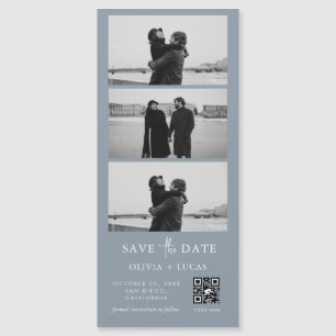 Dusty Blue QR Code Photo Strip Magnetic Wedding