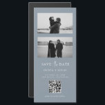 Dusty Blue QR Code Photo Strip Magnetic Wedding<br><div class="desc">Infuse your wedding announcement with a touch of modern elegance using our Dusty Blue QR Code Photo Strip Magnetic Save the Date. Featuring a serene dusty blue hue, this design captures the essence of sophisticated simplicity while offering a contemporary twist. The photo strip allows you to feature cherished moments, and...</div>